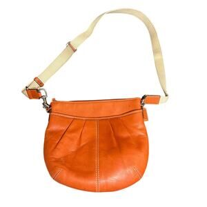 Coach Orange Rust‎ Leather Crossbody Messenger Handbag Shoulder Purse Bag
